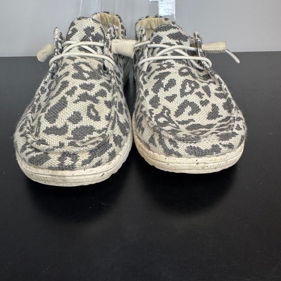 Hey Dude Wendy Cheetah Woven Slip On Loafers Womens 6 Grey Cream Lightweight - Picture 3 of 8